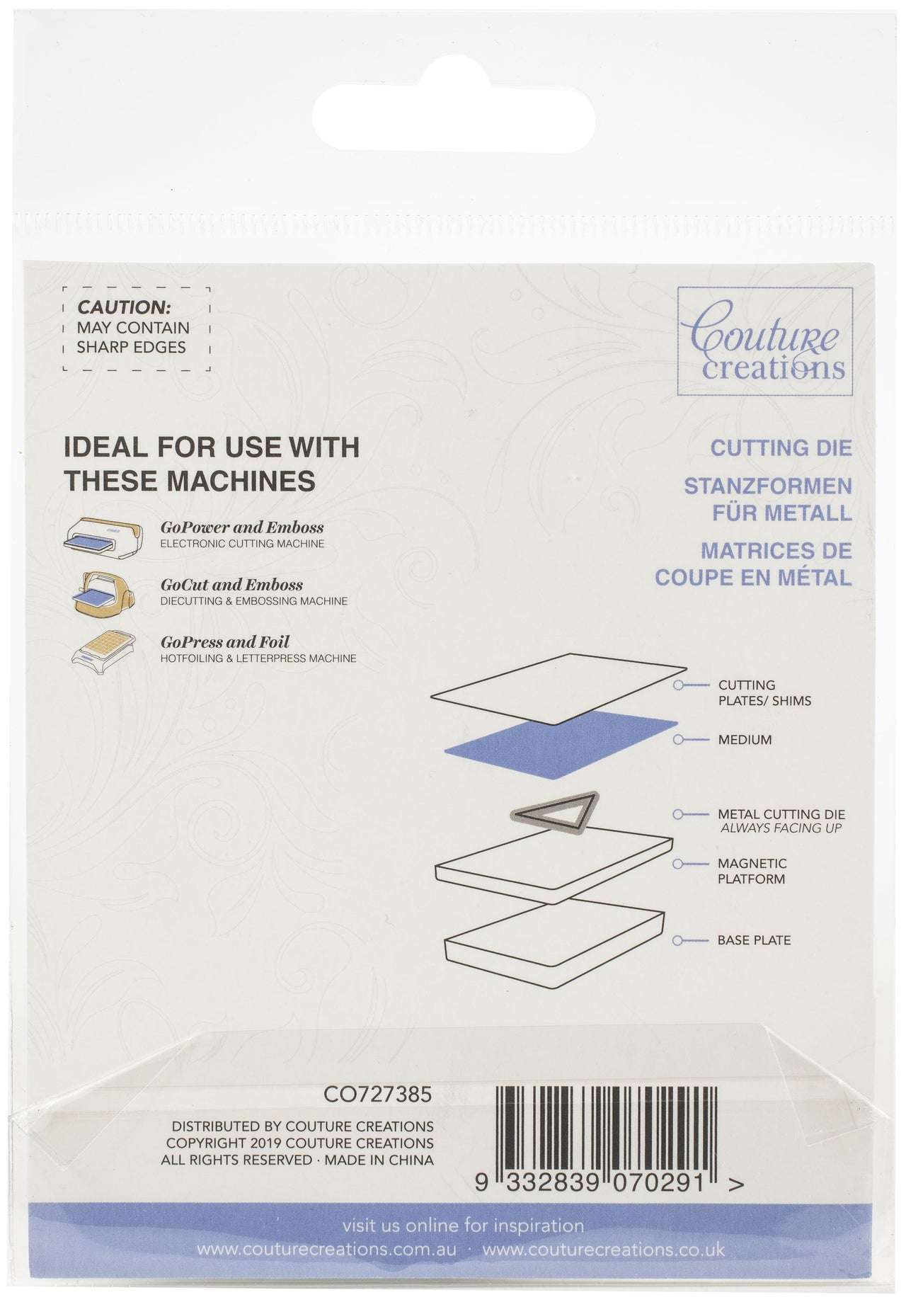 Artdeco Creations Couture Creations Peaceful Peonies Dies 2/Pkg - Framed Fleur De Lis 3.1"X4.3"