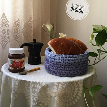 Zpagetti (t-shirt) yarn basket with handle