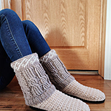 Cable Crochet Slipper Boots