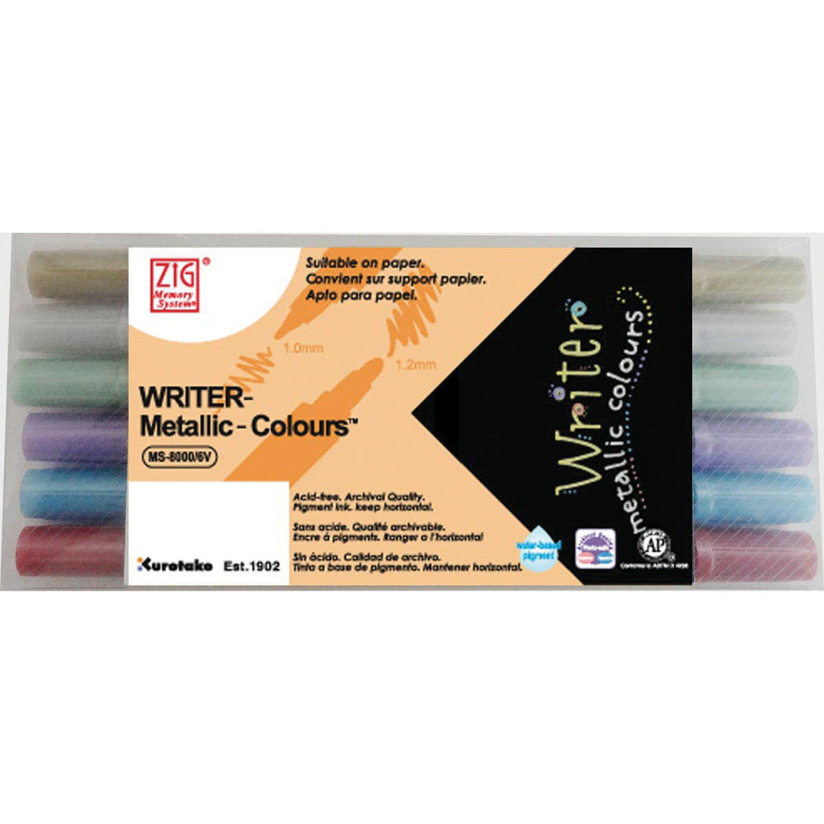 ZIG Memory System Writer Metallic Dual-Tip Markers 6/Pkg - 331874