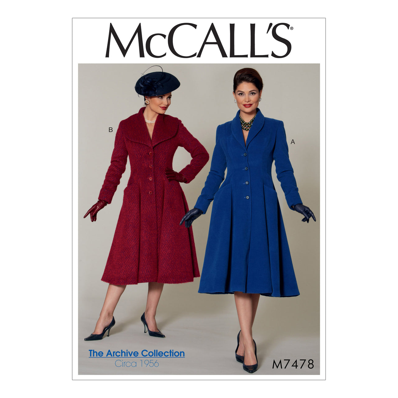 McCall's Misses'/Miss Petite Fit and Flare, Shawl Collar Coats M7478 - Sewing Pattern