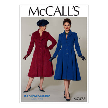 McCall's Misses'/Miss Petite Fit and Flare, Shawl Collar Coats M7478 - Sewing Pattern