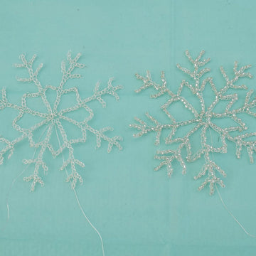 Wire Crocheted Sparkling Snowflake with Beads