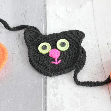 Black Cat & Pumpkin Crochet Bunting, Halloween Garland