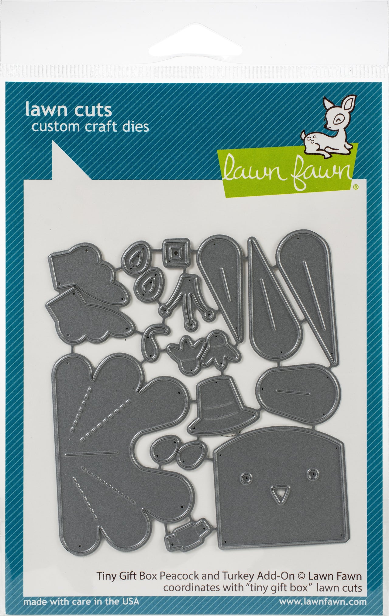Lawn Fawn Lawn Cuts Custom Craft Die - Tiny Gift Box Peacock & Turkey Add-On