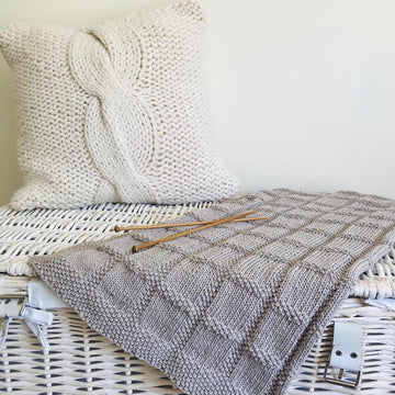 Mossy Squares DK Cotton Baby Blanket