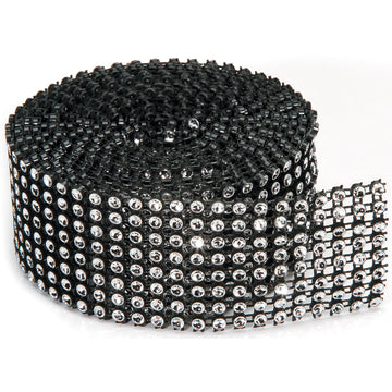 Darice Bling On A Roll 1.37"X2yd - 8 Rows, Black & Silver