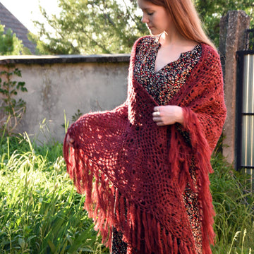 Felicia crochet shawl with fringe