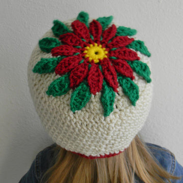 Poinsettia crochet hat