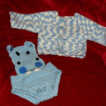 Hippo Rompers and cardigan set