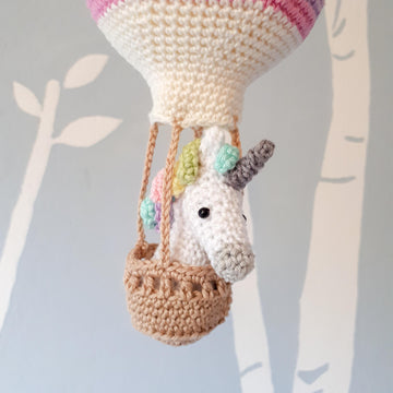 Unicorn in a hot air balloon