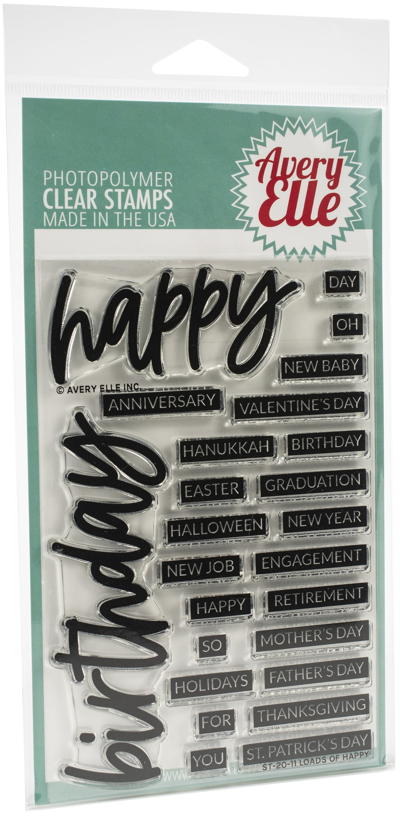 Avery Elle Clear Stamp Set 4"X6" - Loads Of Happy