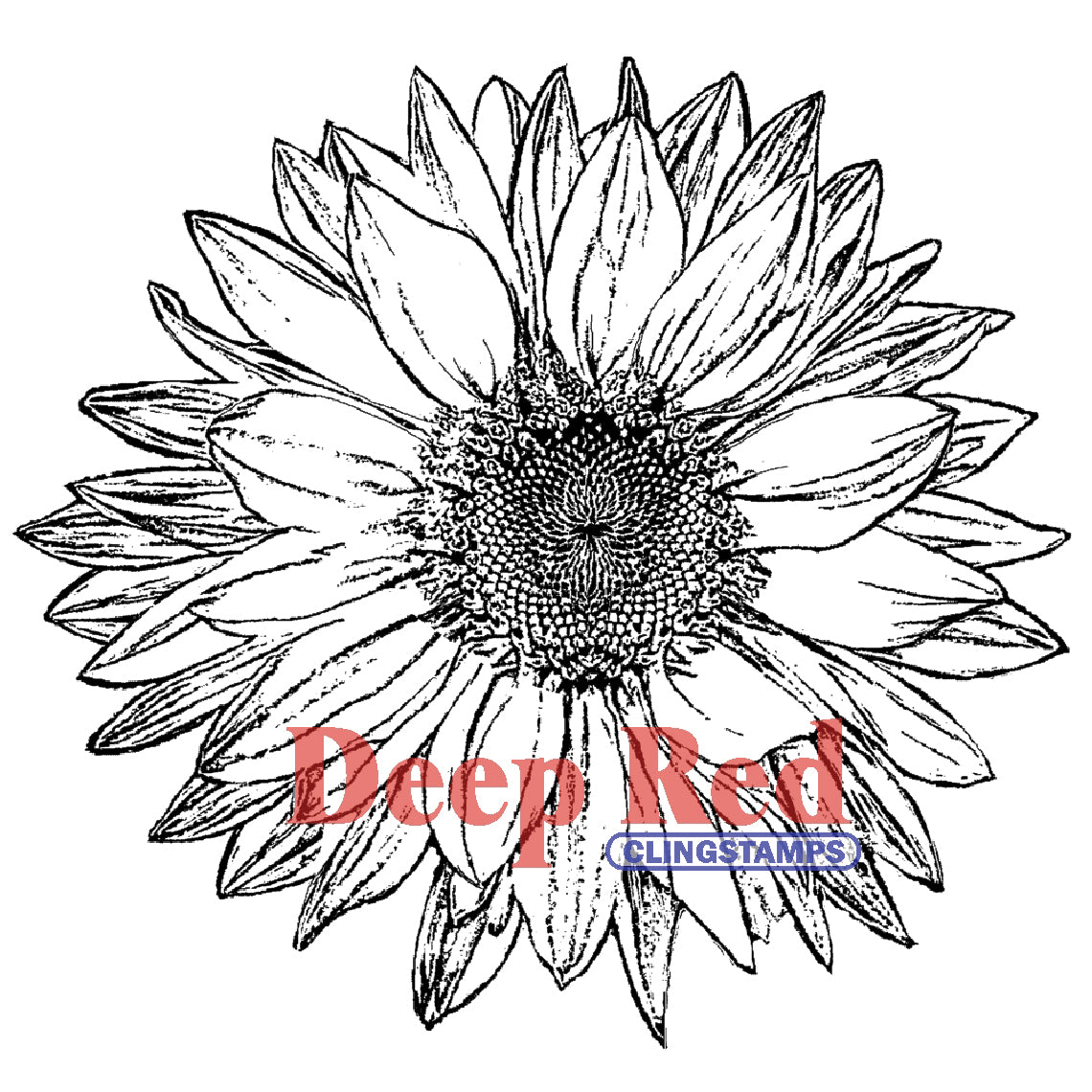 Deep Red Stamps Deep Red Cling Stamp 3.2"X3.2" - Large Sunflower