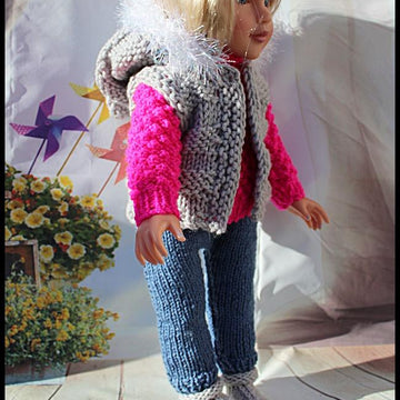 Knitting Pattern OG1 Jeggings, Sweater, Bodywarmer & Boots to fit 18 inch Fashion Doll