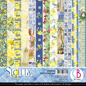 Ciao Bella Double-Sided Paper Pack 90lb 6"X6" 24/Pkg - Sicilia, 12 Designs/2 Each