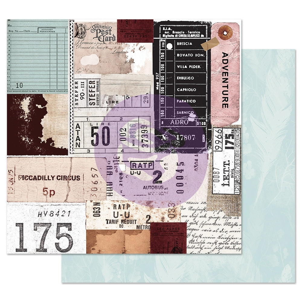 Prima Marketing Midnight Garden Double-Sided Cardstock 12X12 10/Pkg - Traveling Tickets
