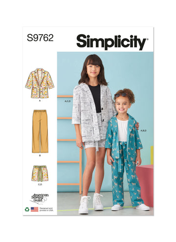 Simplicity Children's and Girls' Jacket, Pants and Shorts for American Sewing Guild S9762 - Sewing Pattern