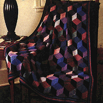 Tumbling Blocks Throw in Lion Brand Wool-Ease Thick & Quick