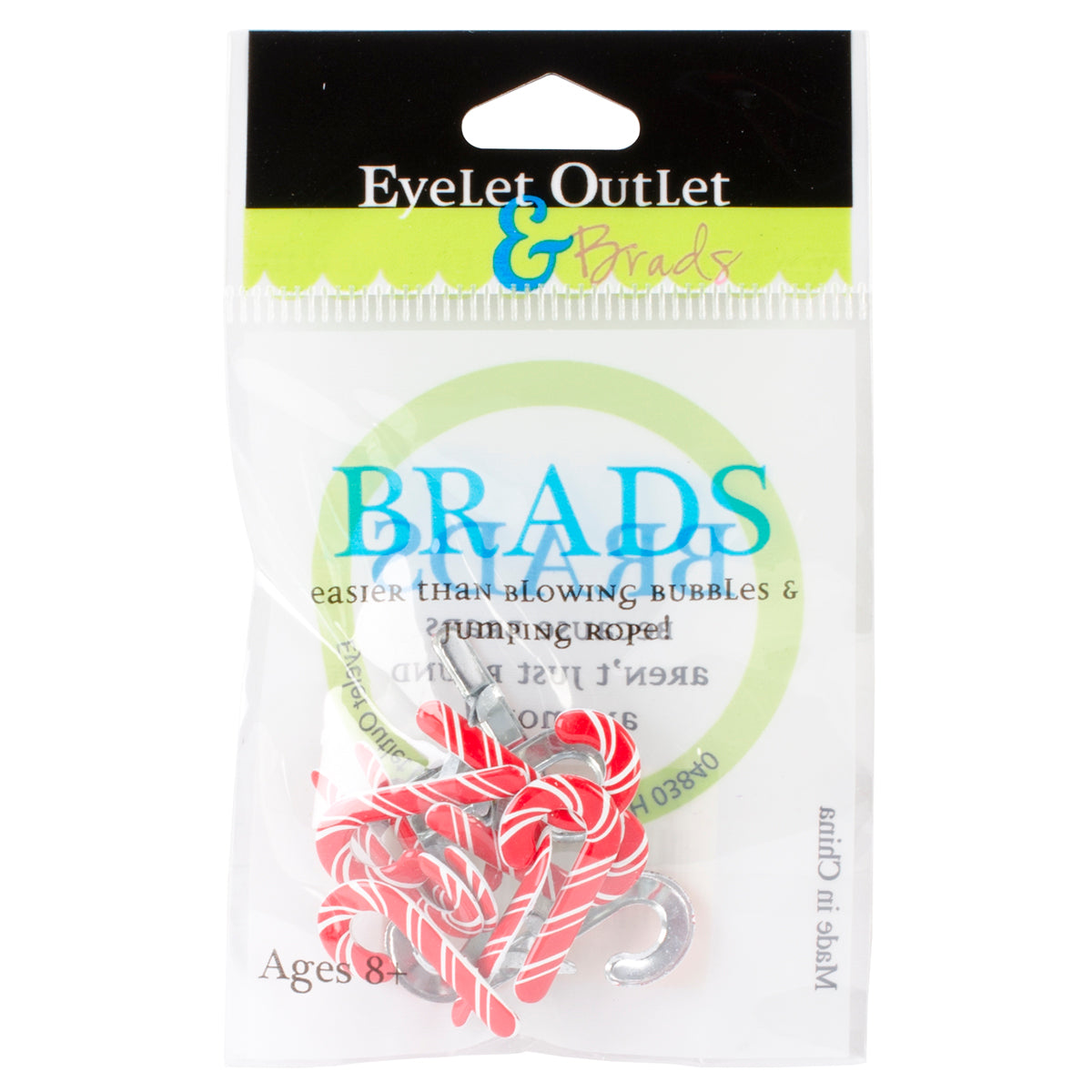Eyelet Outlet Shape Brads 12/Pkg - Candy Canes