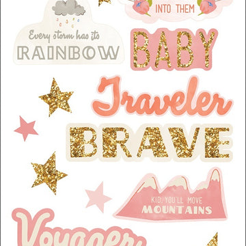 American Crafts Little Adventurer Thickers Stickers 5.5"X11" 34/Pkg - Girl Phrase & Icons/Chipboard