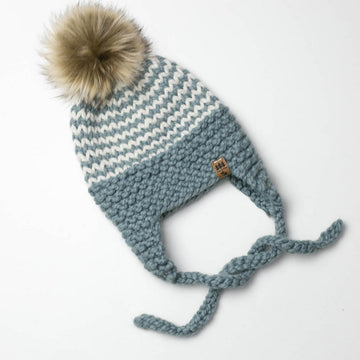 Pinstripe Ear Flaps Toque Hat Baby Children Women