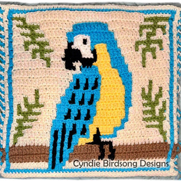 Tropical Macaw - mosaic crochet square