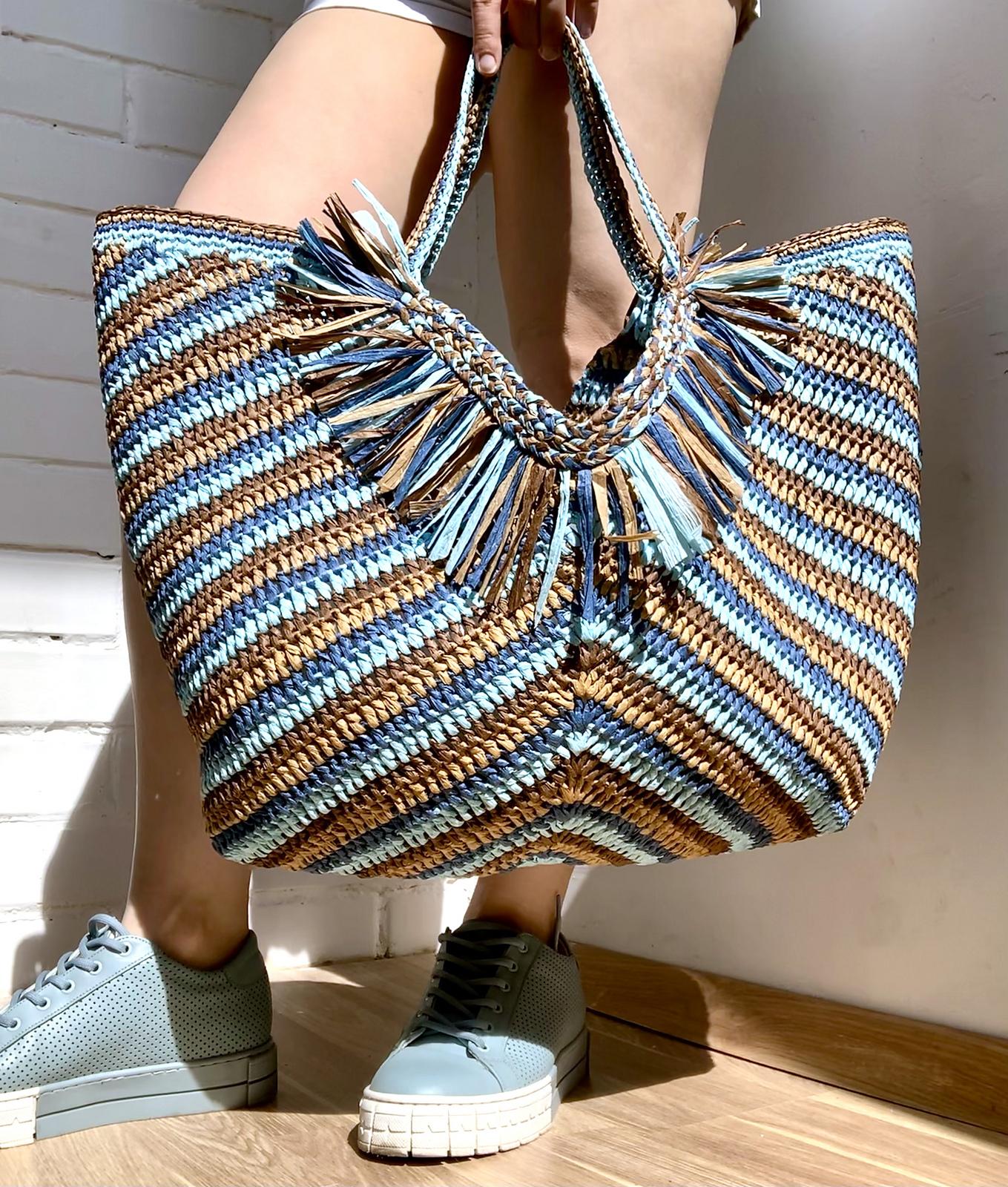 Crochet Raffia Beach Bag Pattern: Fringed Boho Tote