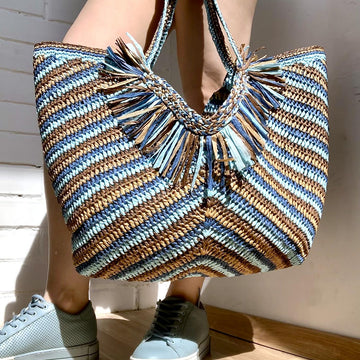 Crochet Raffia Beach Bag Pattern: Fringed Boho Tote