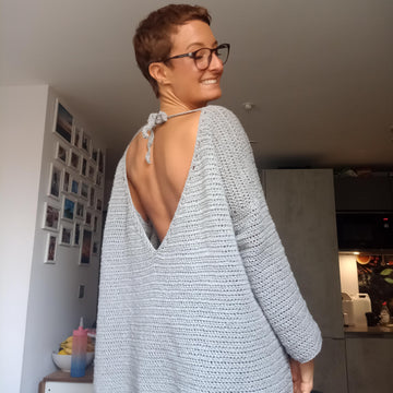 Backless crochet sweater