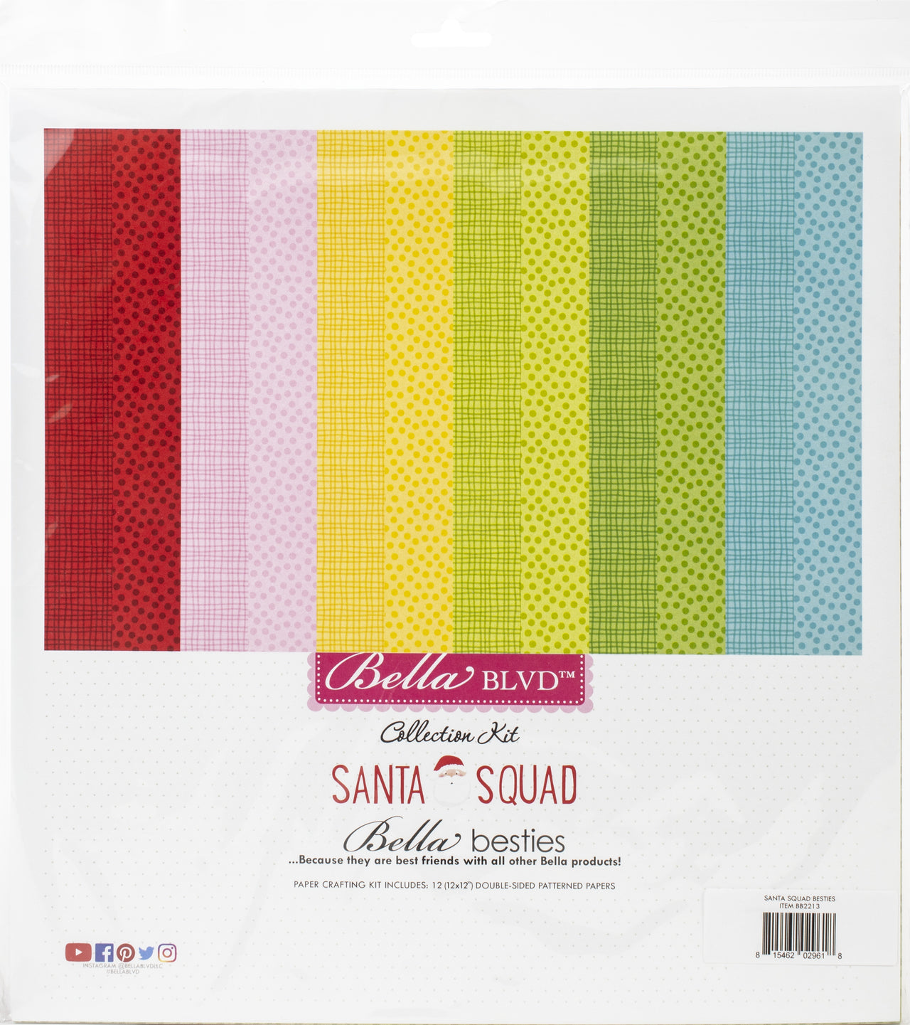 Doodlebug Bella Besties Double-Sided Paper Pad 12"X12" 12/Pkg - Santa Squad