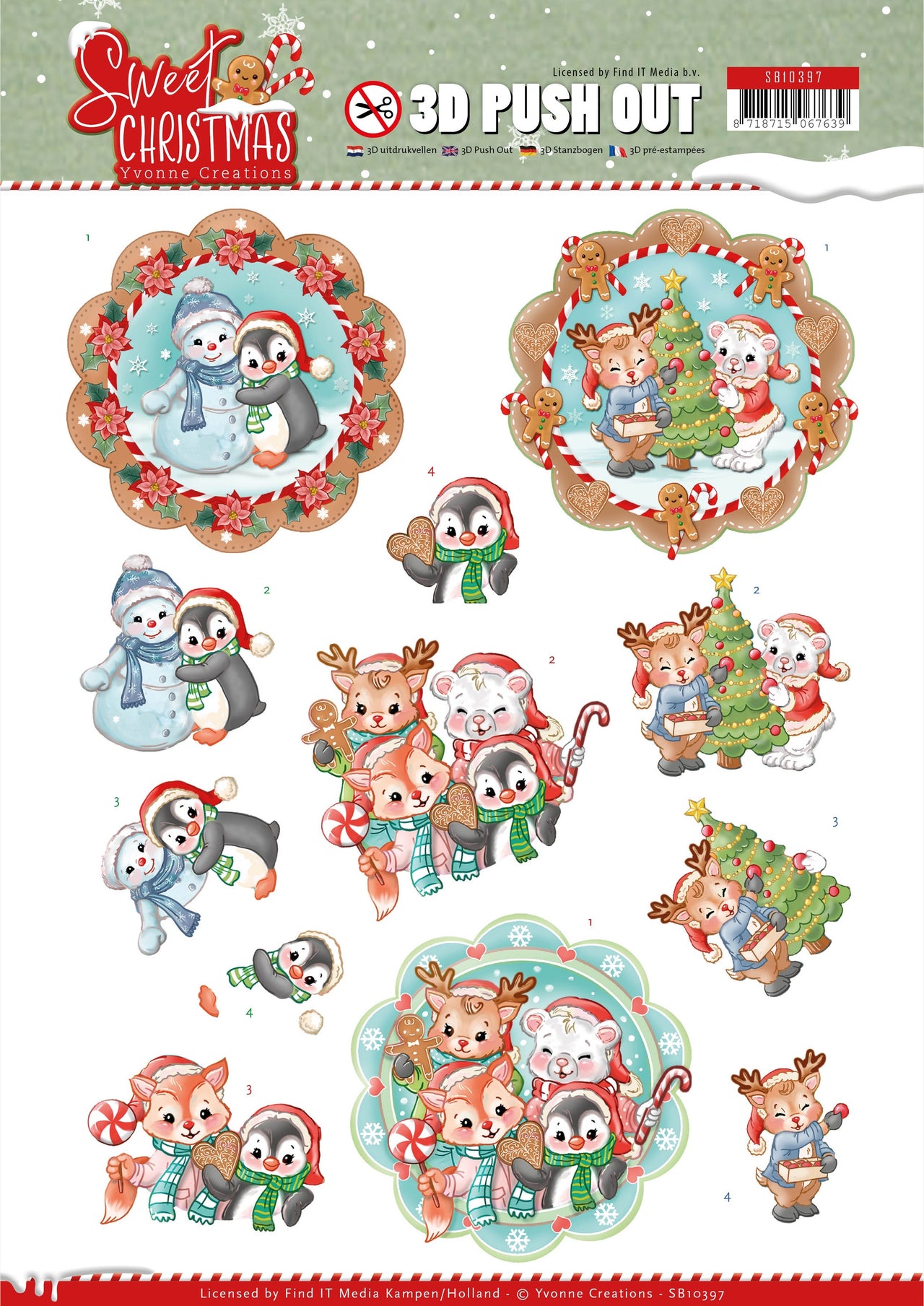 Find It Trading Yvonne Creations Punchout Sheet - Sweet Winter Animals, Sweet Christmas