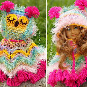 Fiesta Owl Doll Poncho with Hood