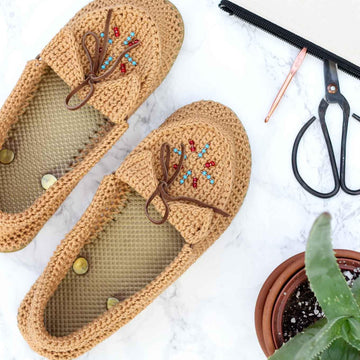 Crochet Moccasins with Flip Flop Soles