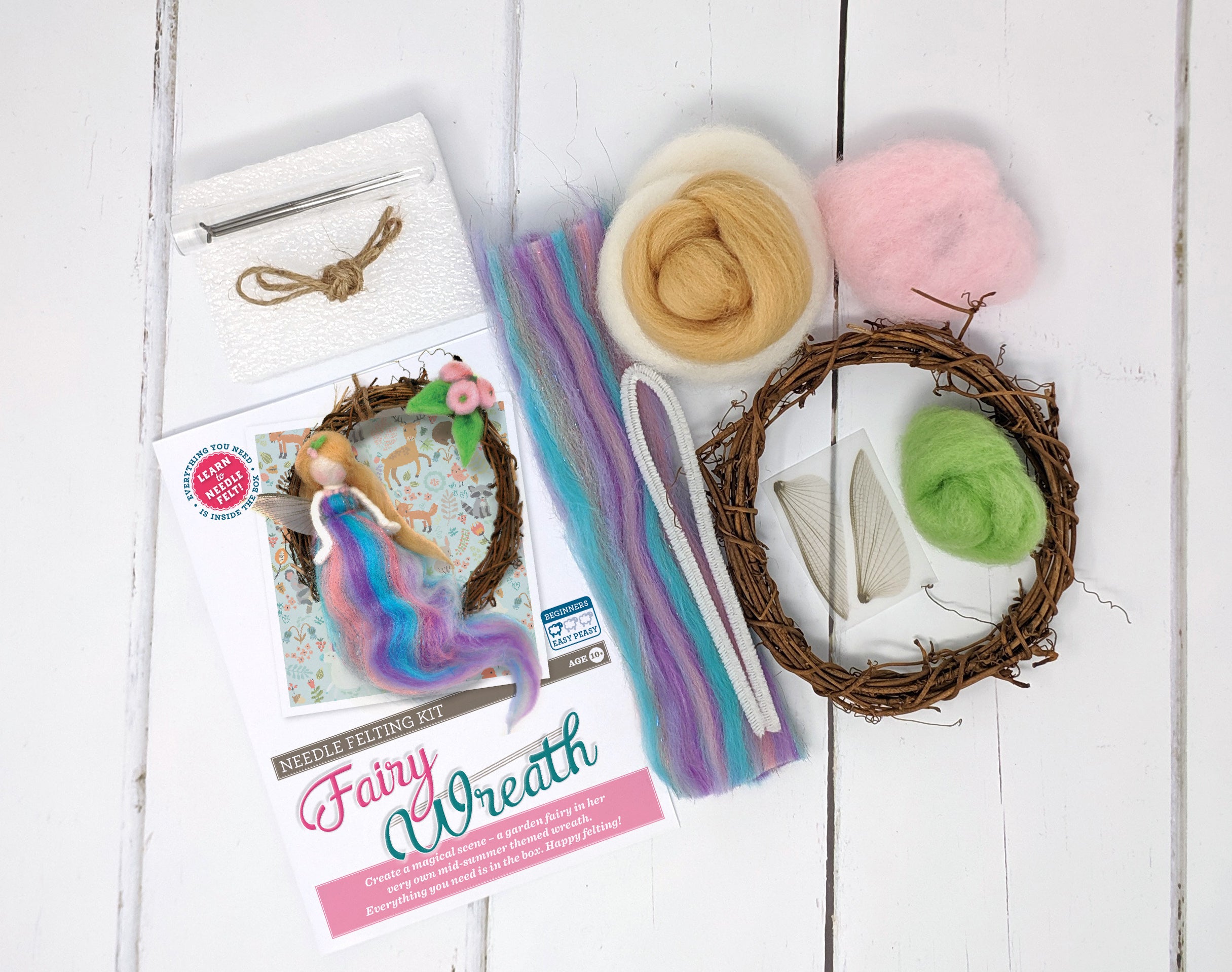 The Crafty Kit Company Summer Fairy Wreath Needle Felting Kit - 190 x 290 x 94mm