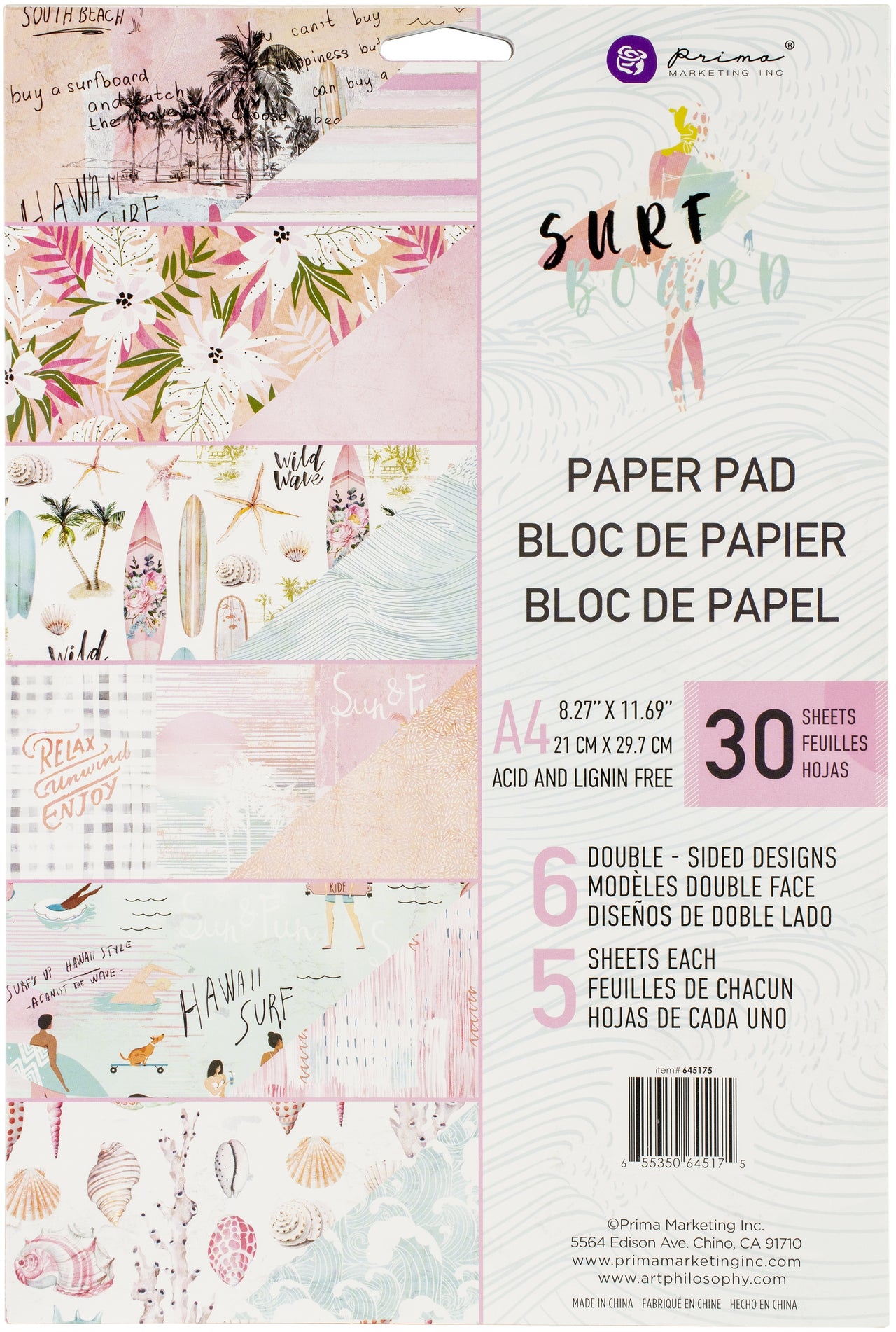 Prima Marketing Double-Sided Paper Pad A4 30/Pkg - Surfboard