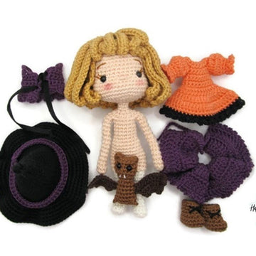 Doll crochet pattern tutorial "Little witch"