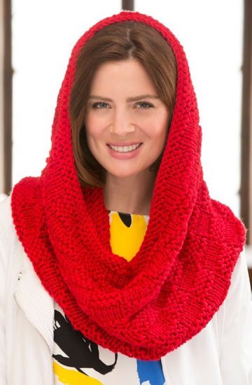 Candi's Checked Cowl in Red Heart Soft Solids - LW4310