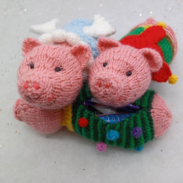 Christmas Knitting Pattern - Pigs in Blankets Decoration Gift Bags, Toy Charity knit