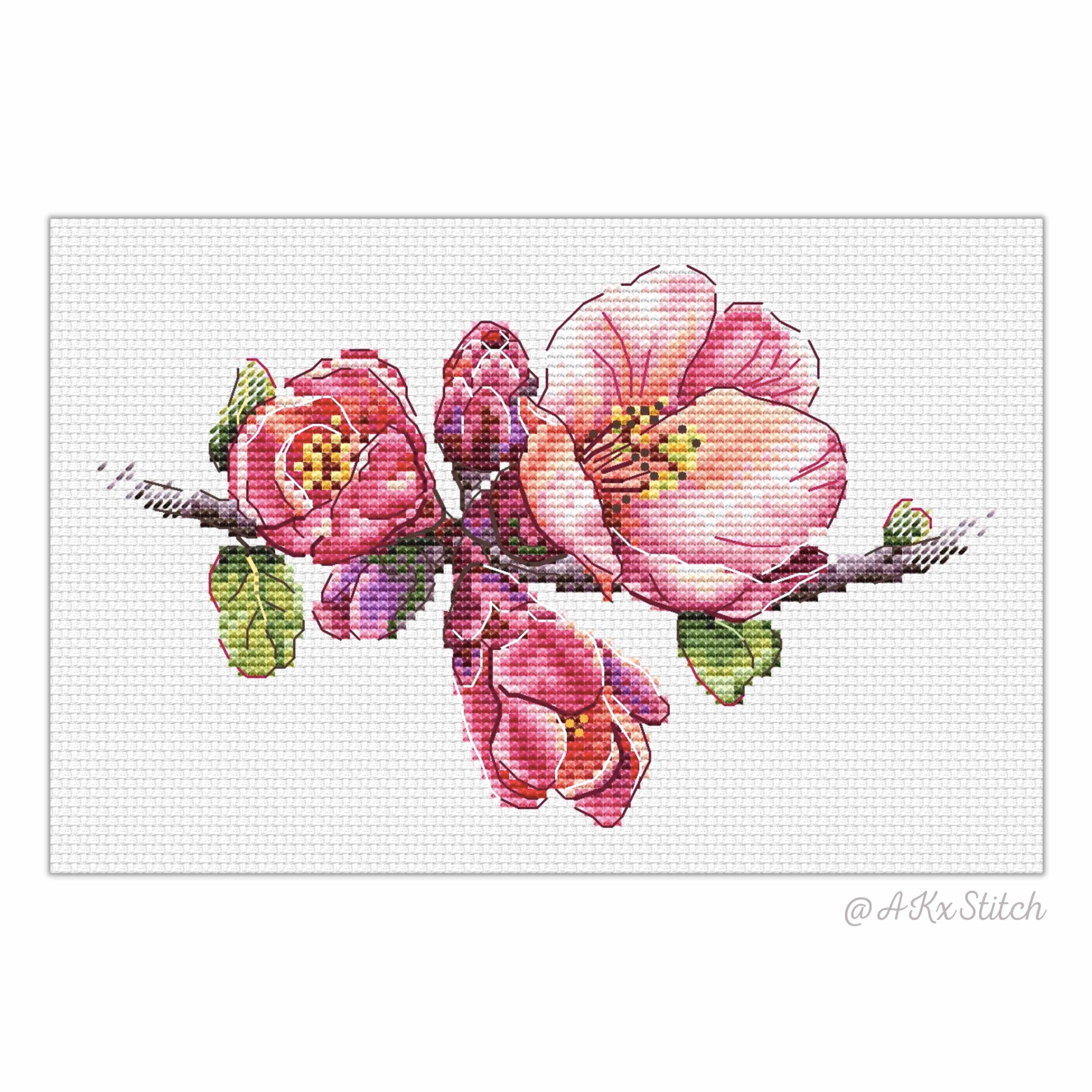 Apple Blossom Cross Stitch PDF Pattern