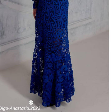 Blue lace suit - skirt and pullover