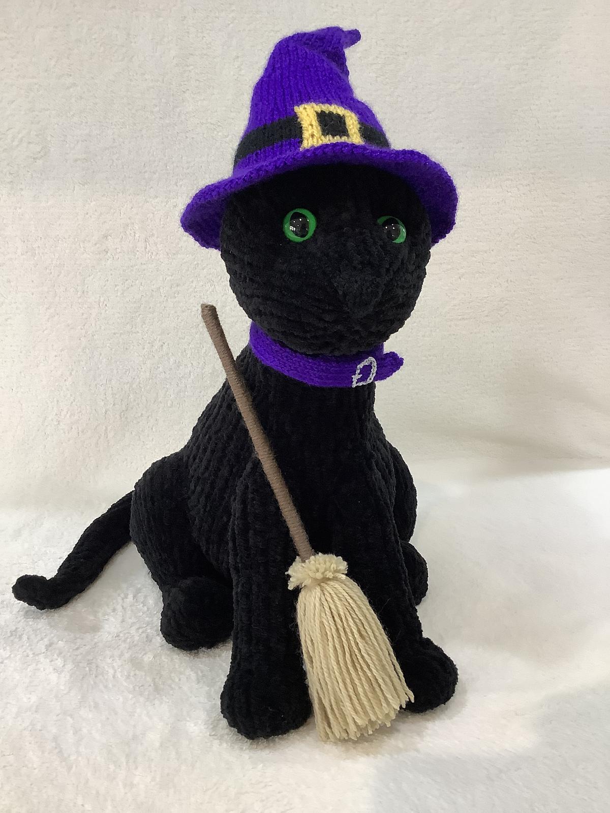 Halloween Black Cat and Broom