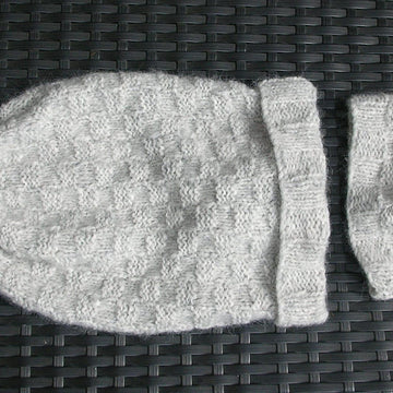 Hat and cocoon set in basket weave, with scarf