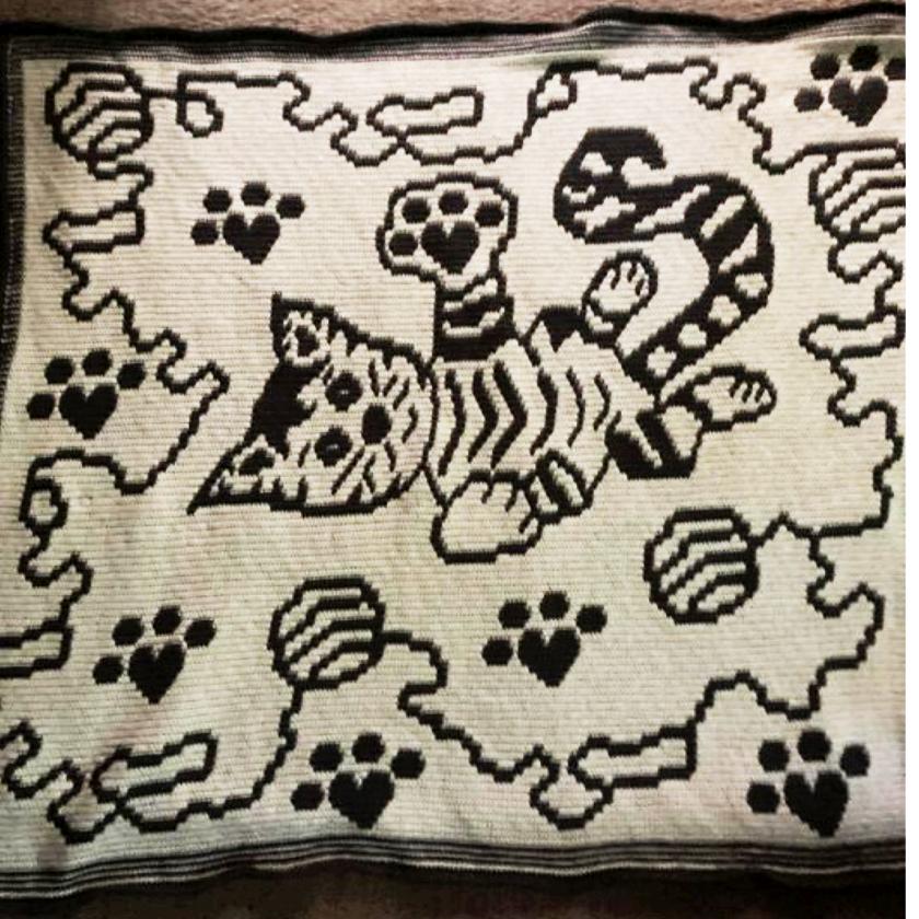 LovePrints Kitty Blanket - Overlay Mosaic Crochet