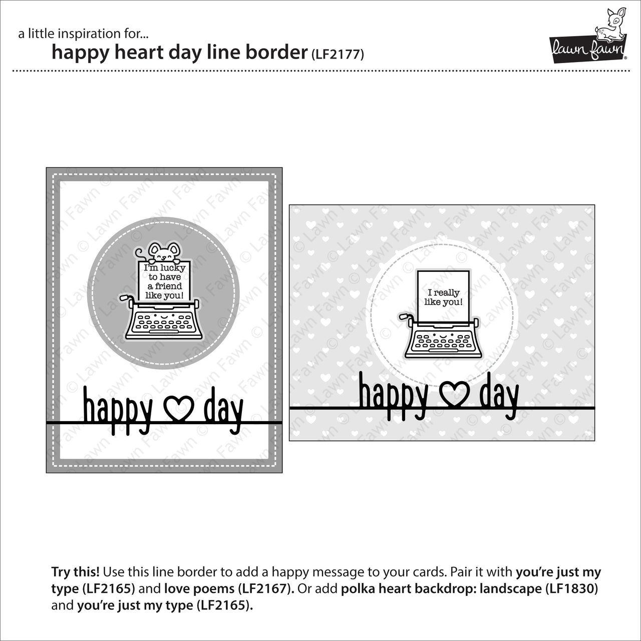 Lawn Fawn Lawn Cuts Custom Craft Die - Happy Heart Day Border