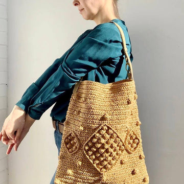 Crochet Raffia Hobo Bag Pattern: Bubble Stitch Tote