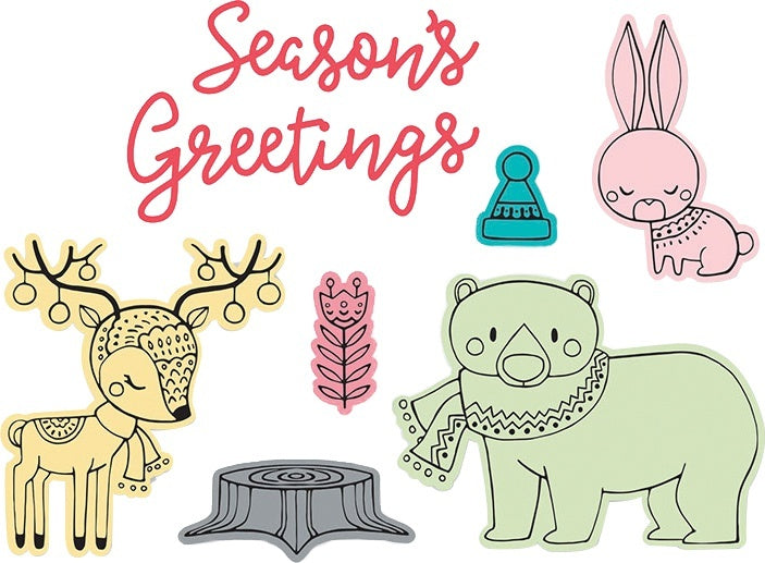 Sizzix Framelits Die & Stamp Set By Jordan Caderao 8/Pkg - Folk Christmas