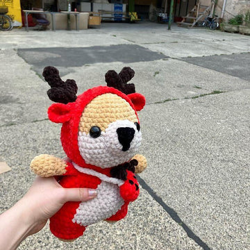 Fox in reindeer costume