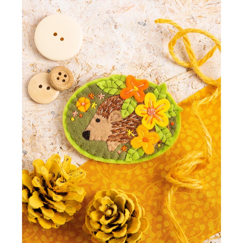 Hawthorn Handmade Hedgehog Brooch Felt Craft Kit