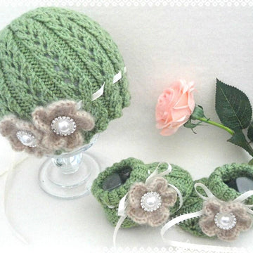 Knitted Baby Set Baby Girl Baby Booties and Hat