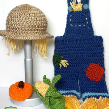 Newborn Scarecrow Outfit with Corn and Pumpkin